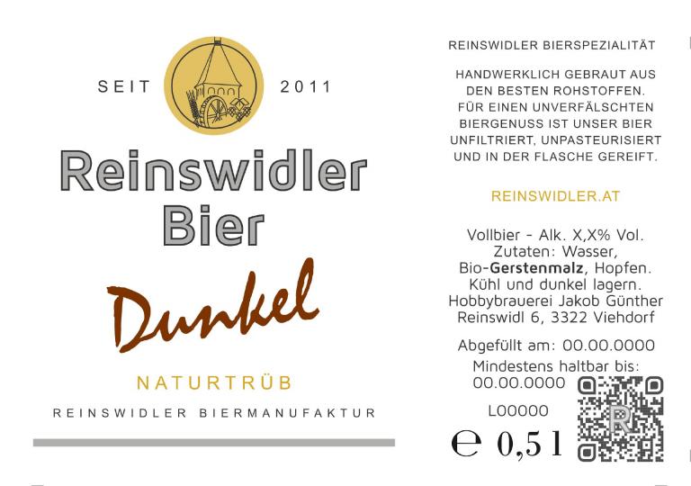 Flaschenetikett Dunkles Bier