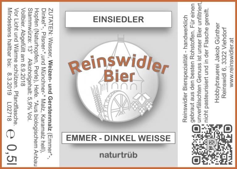 Flaschenetikett Emmer-Dinkel Bier