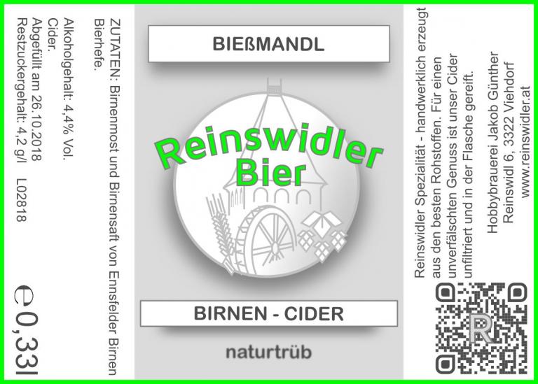 Flaschenetikett Birnen Cider