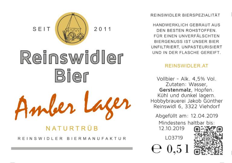 Flaschenetikett Amber Lager