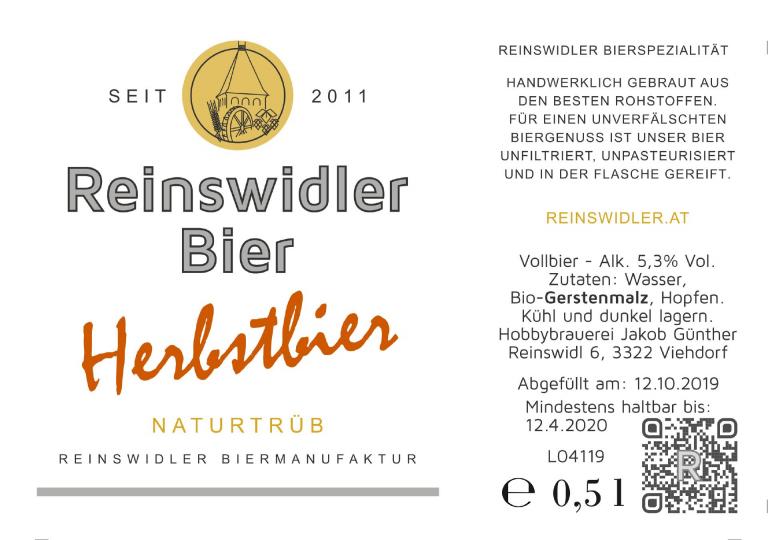 Flaschenetikett Herbstbier