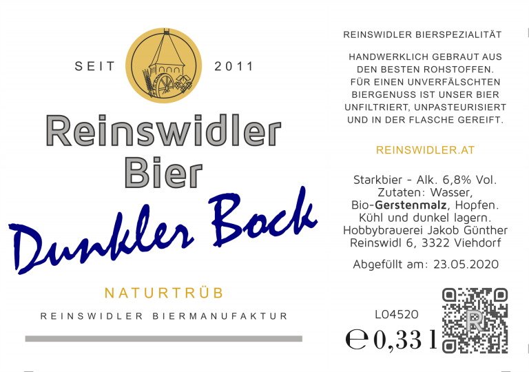 Flaschenetikett Dunkler Bock