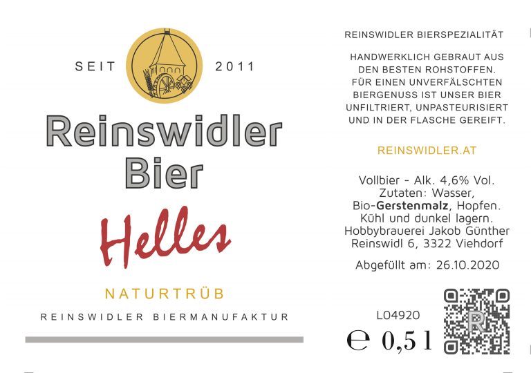 Flaschenetikett Helles Bier