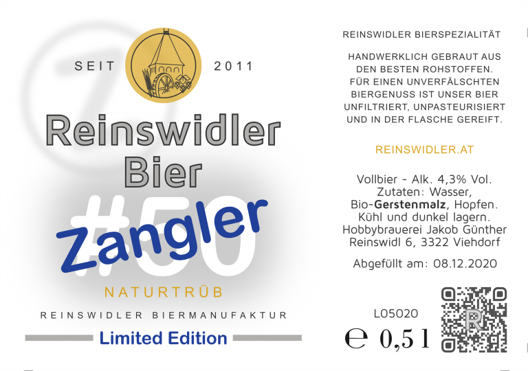 Flaschenetikett Zangler Bier