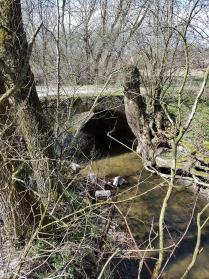 Brücke eines landwirtschaftlichen Weges über den Bach